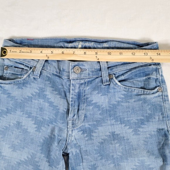 7 For ALL Mankind The Skinny Jeans Size 27 Ancient Pyramid Laser Aztec Print - Picture 10 of 16